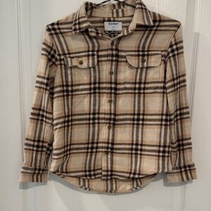 Old Navy Beige and Black Plaid Shirt